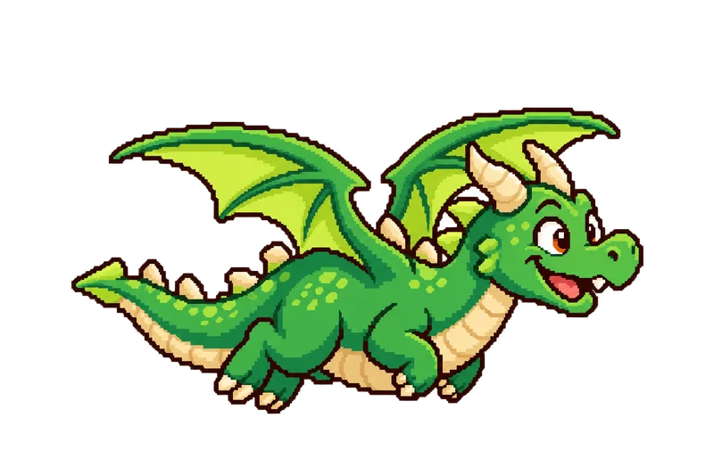 A green dragon flying